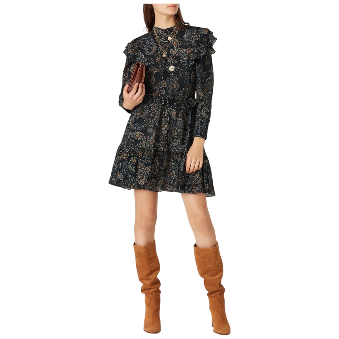 NICHOLAS Elsie Paisley Long Sleeve Ruffle Floral Mini Dress Size 2 (475)