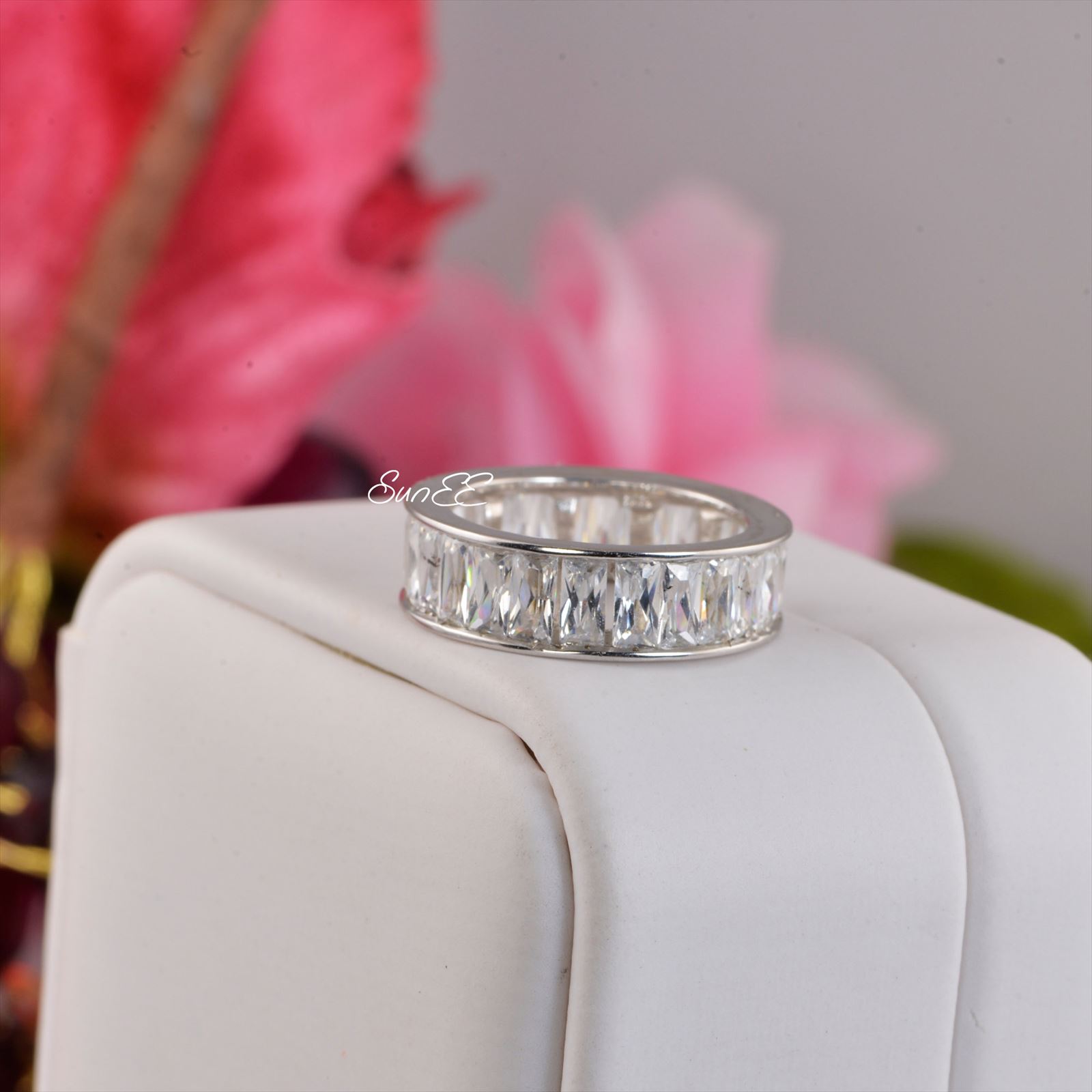 New Real 925 Sterling Silver Eternity Wedding Band Ring 6