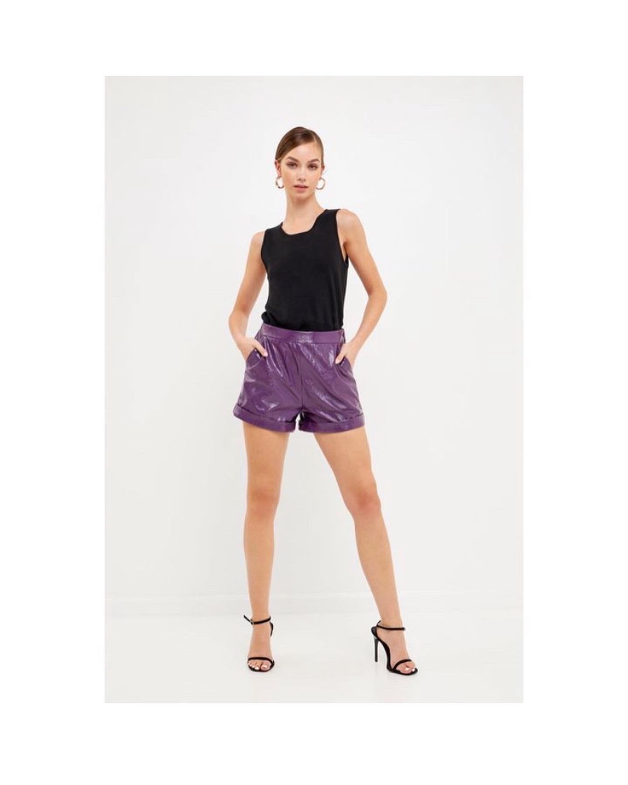 Purple Leather Shorts