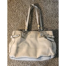 Rare COACH Winter White Leather COLETTE Shoulder Bag PURSE Tote VguC