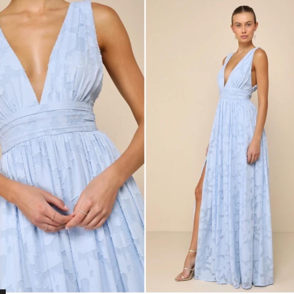 LULU's Prom Wedding Bridesmaid Floral Boho Flowy Sexy Maxi Dress