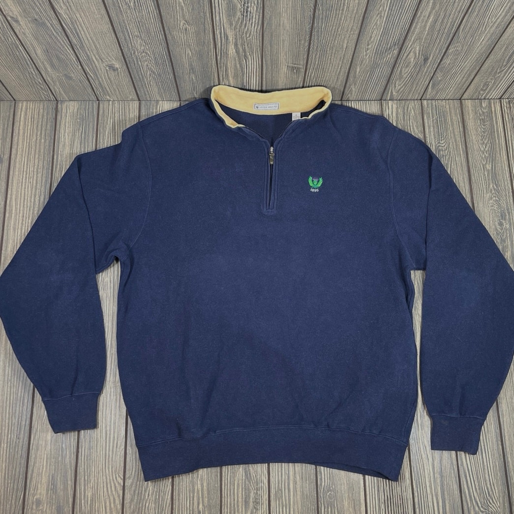 Peter Millar Garden City Golf Club Men 100% Cotton 1/4 Zip Sweater L Pullover