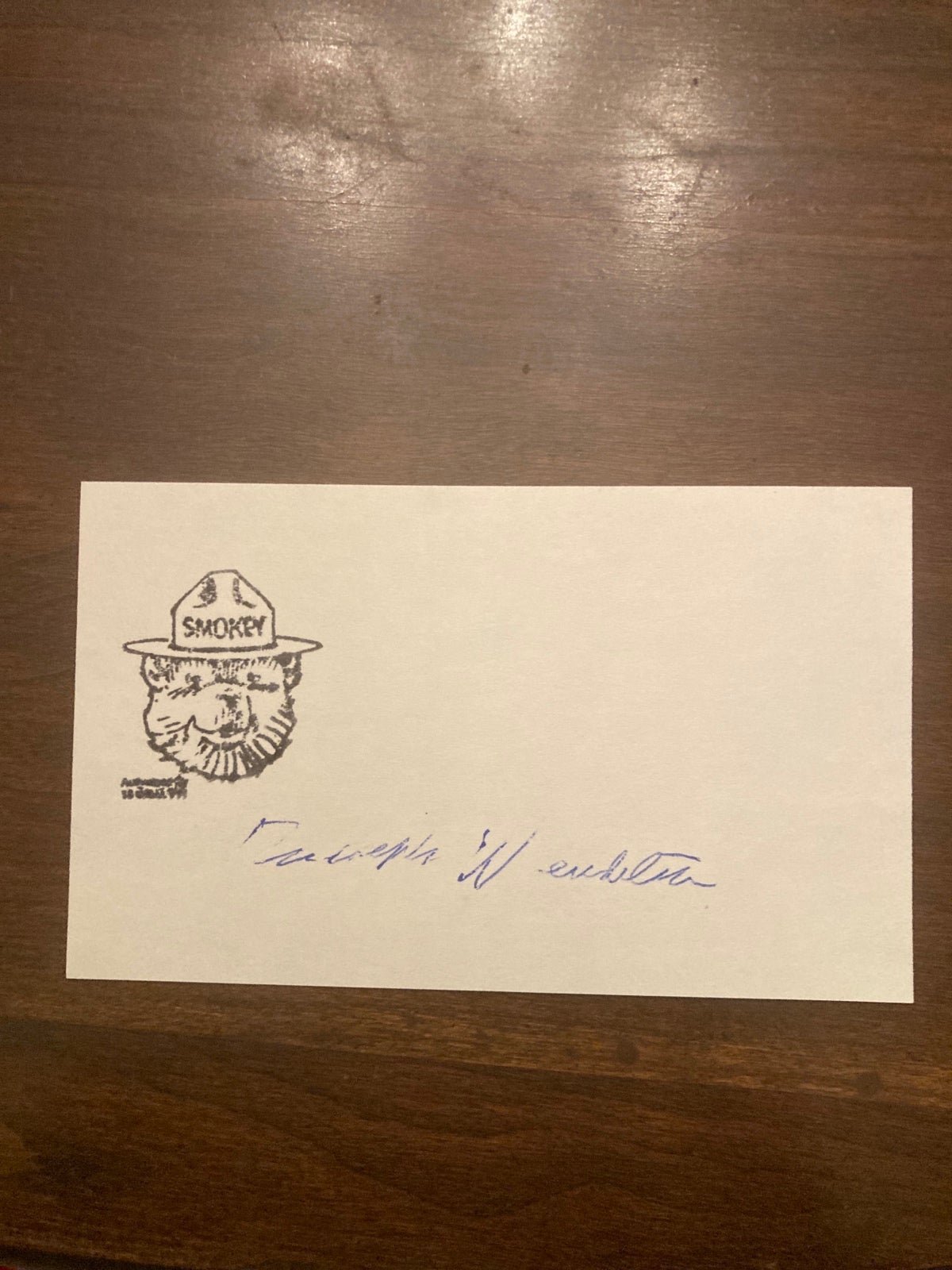 Smokey the Bear artist Rudolph Wendelin autograph