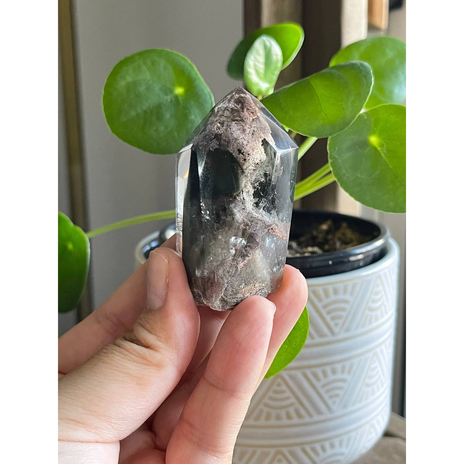 High Quality Garden Quartz Freeform | Pink Lodolite with Green Chlorite