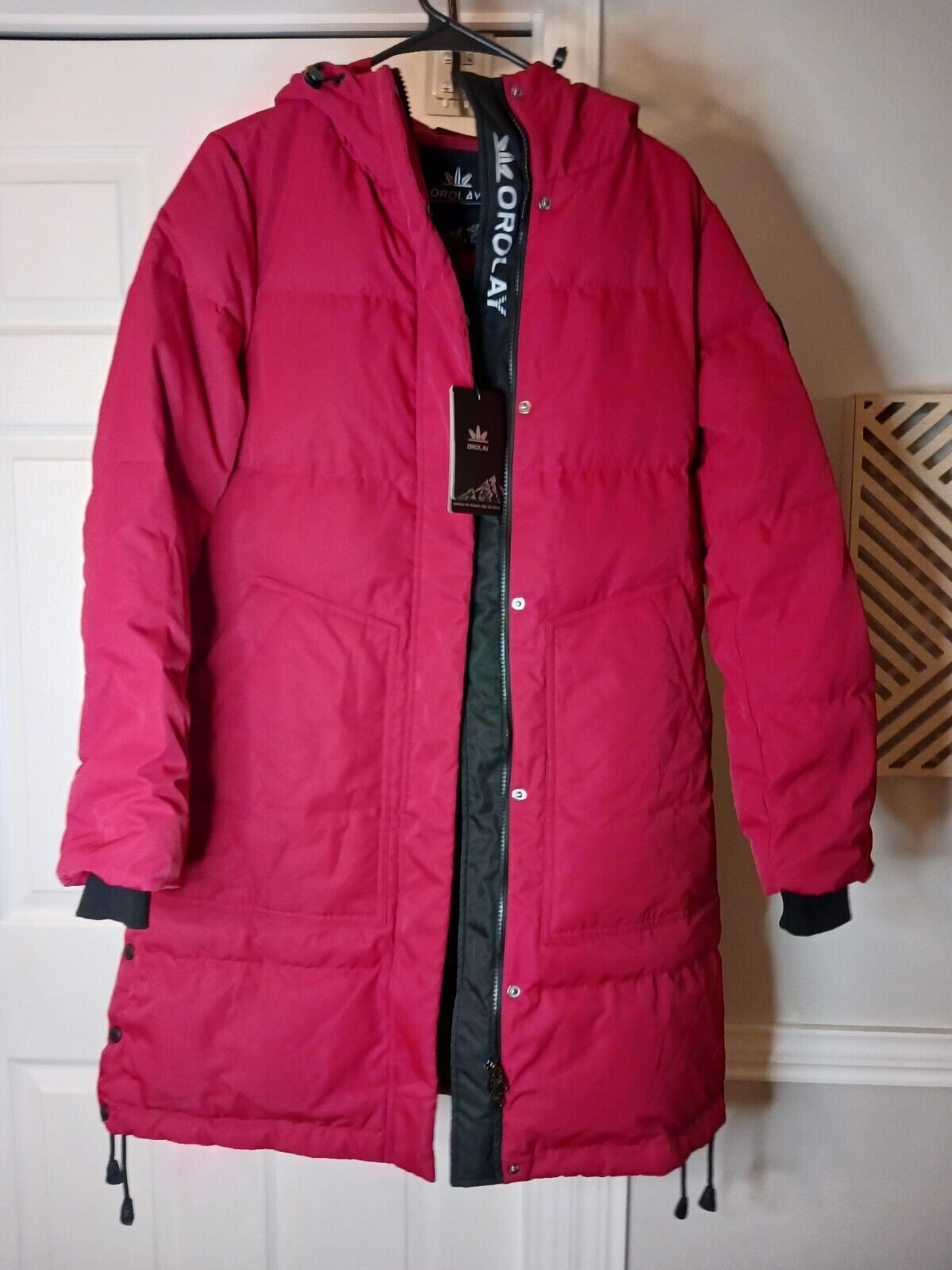 Orolay Women's Sz Small Hooded Puffer Coat Down Filled Red Jacket