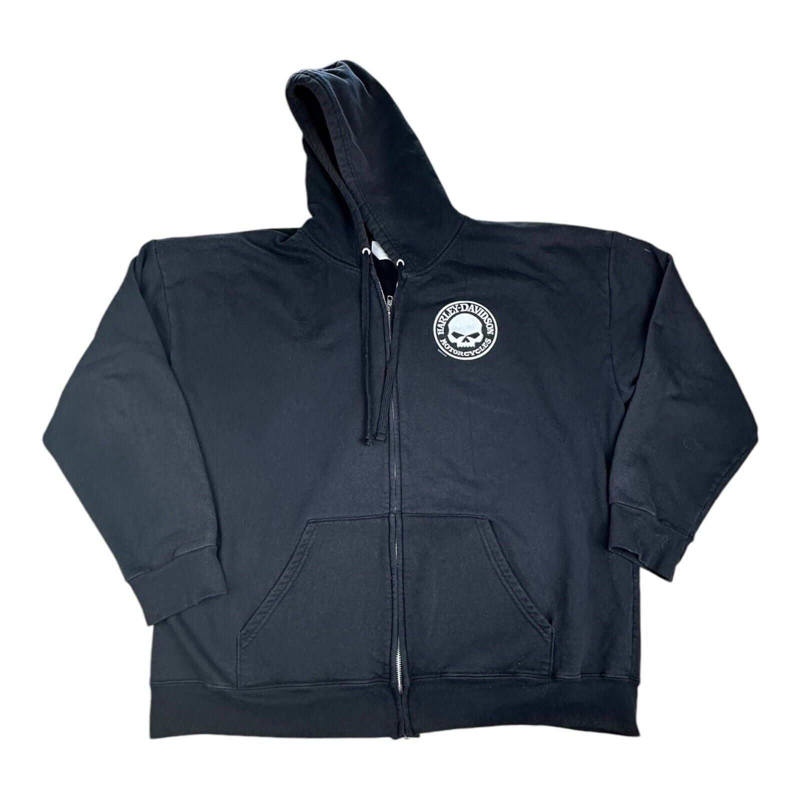 Harley Davidson Hoodie Mens XL Black Full Zip Biker Motorcycle Y2K