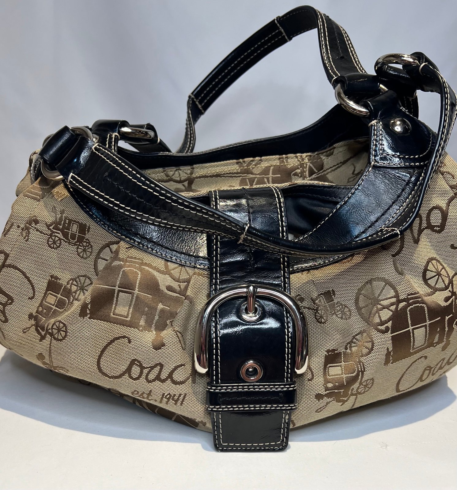 EUC Coach Hobo Lynn SoHo Horse and Carriage 2010 Op Art 15209 Shoulder Bag