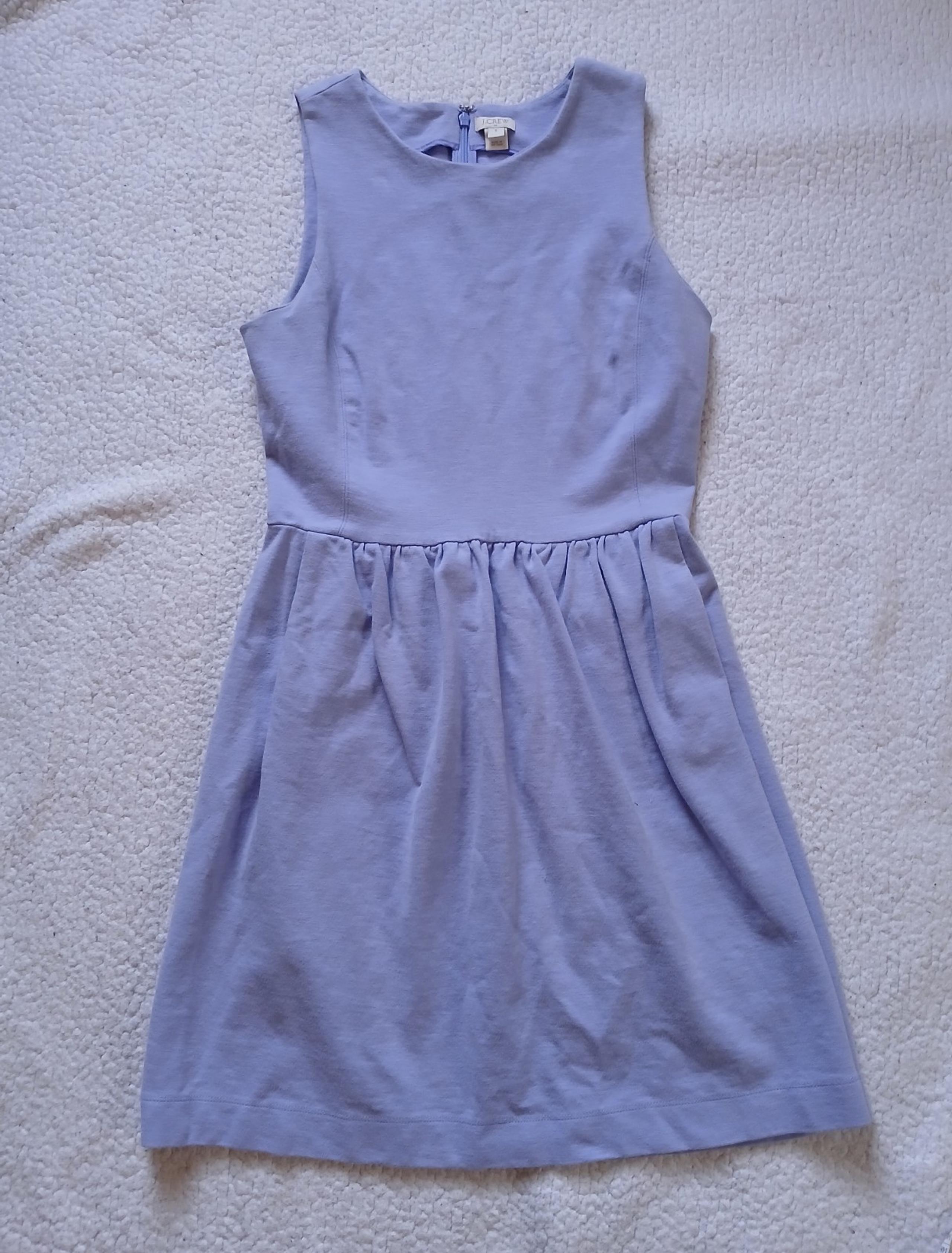 J. Crew Periwinkle Blue Sleeveless Knee Length Dress with Pockets Womens Small