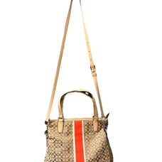 Coach Beige/Brown Signature Canvas And Leather Web Detail Tote