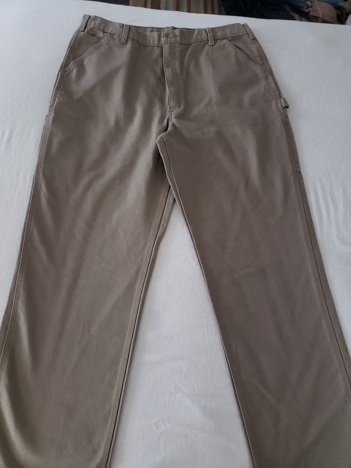 Carhartt Tan 100% Cotton Canvas Carpenter Utility Dungaree Pants size 40 X 34