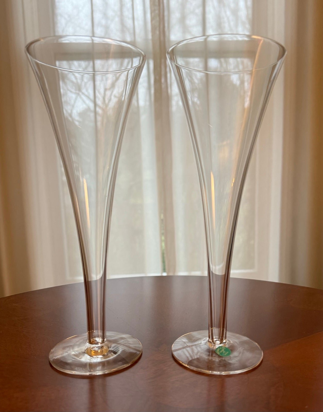 Tiffany & Co Crystal Trumpet Hollow Stem Champagne Flutes - 2, 4