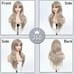 Human hair blend ash blonde natural straight wig with bang.