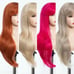 Human hair blend ash blonde natural straight wig with bang.
