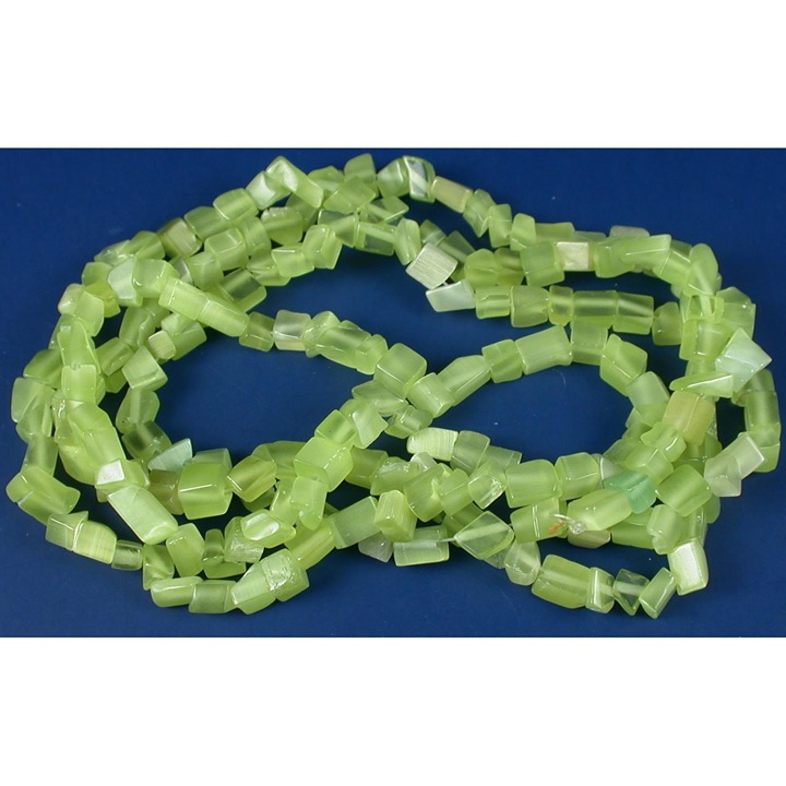 Cats Eye Chip Beads Green 30" Strand