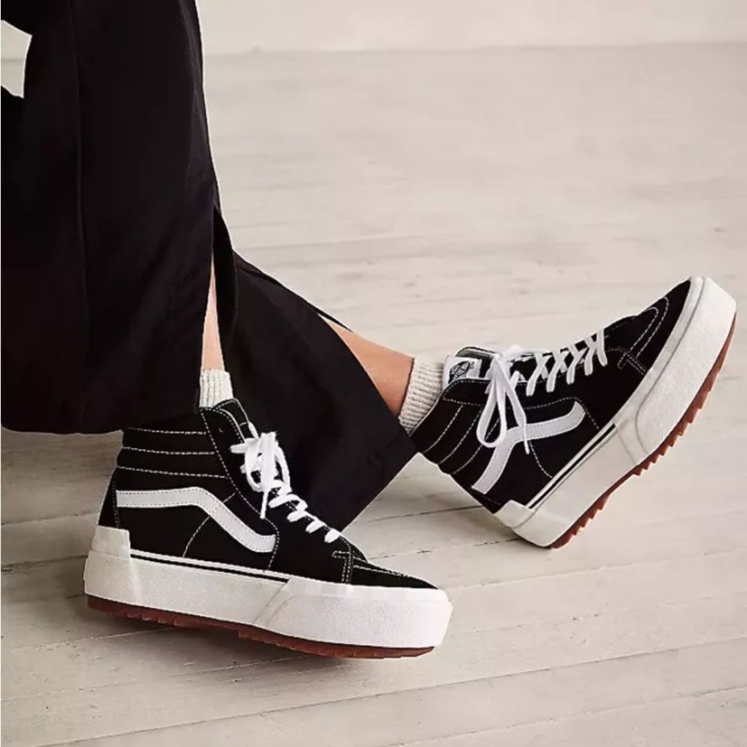 Vans Sk8-Hi Black + Checkered Stacked Era’s Platform Sneakers