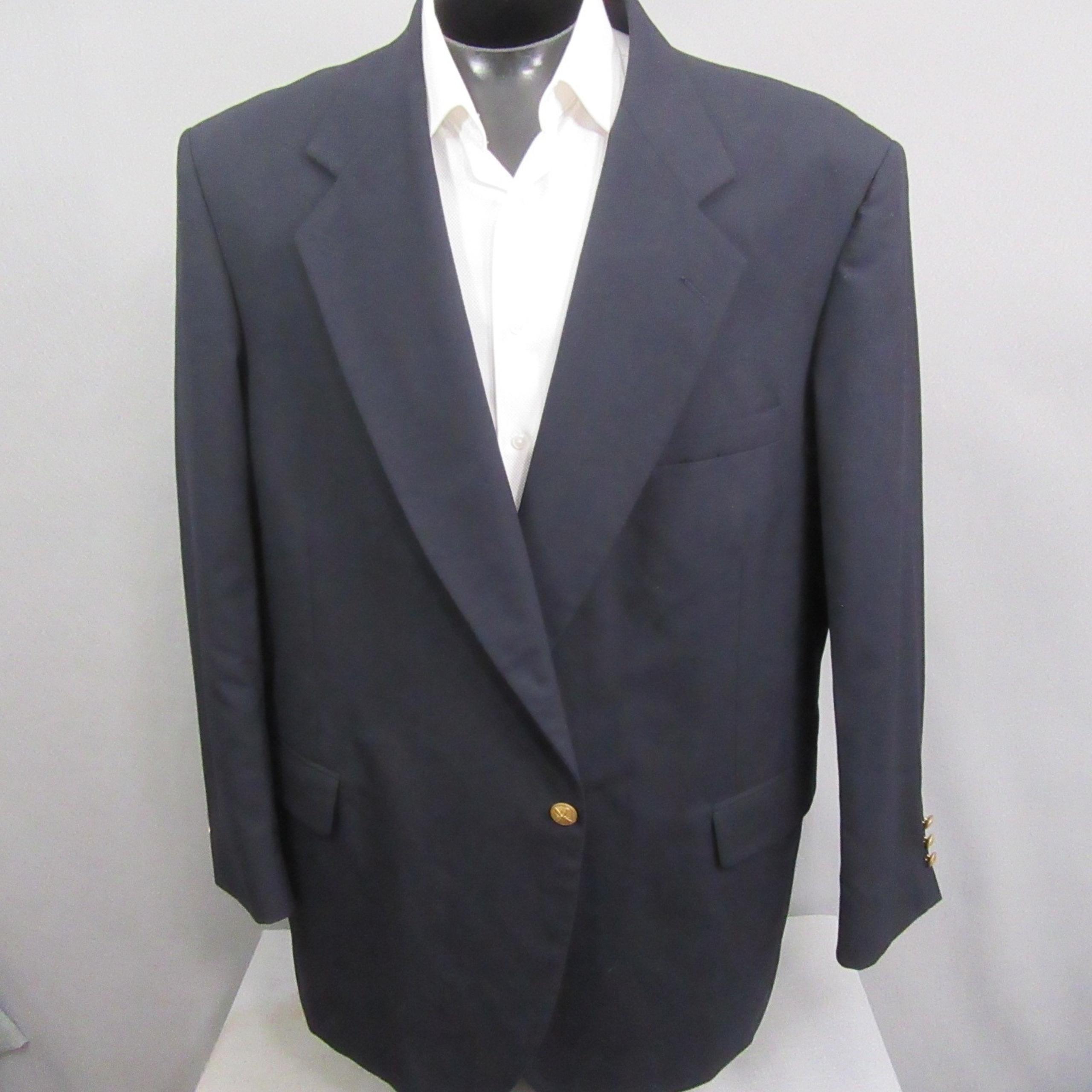 Mens Blue Blazer 52R Navy Gold Button Single Vent Gold - Alexander Lloyd