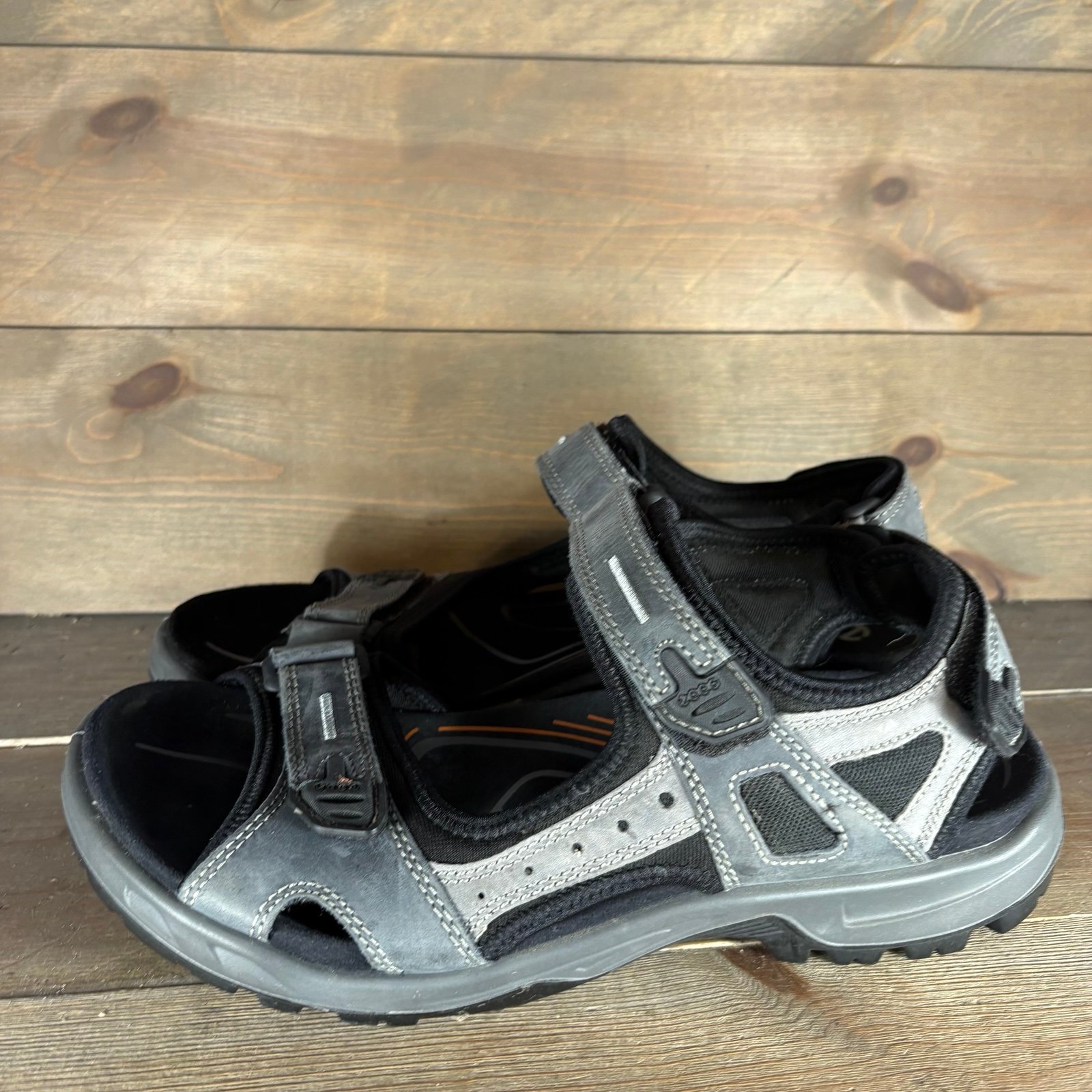 ecco yucatan mens size 45 shoes gray leather athletic outdoor sandals Pre owne