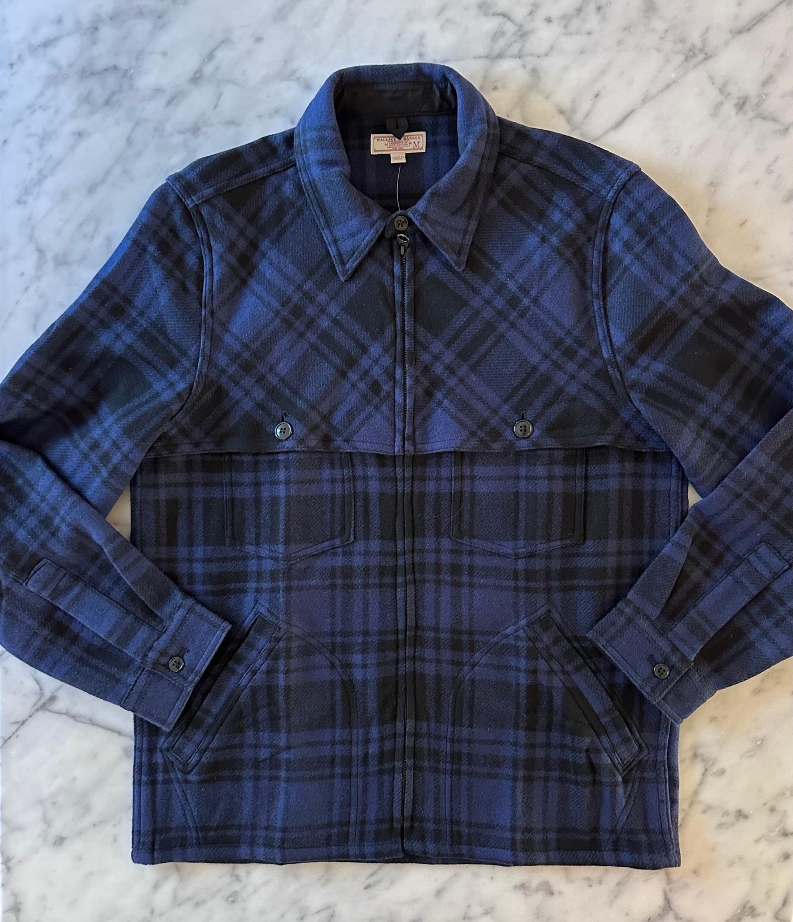 WALLACE & BARNES Blue Plaid Wool Shirt / Jacket by J. Crew - Men’s Size M (NWT)