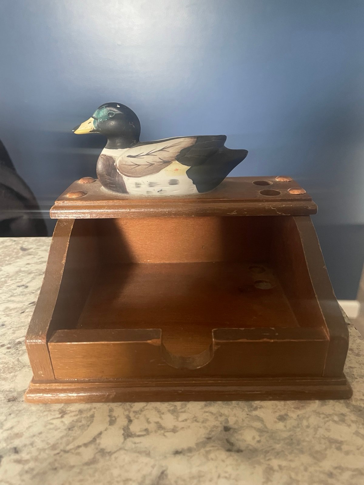 Vintage Wooden Duck Pen Holder/Desk Organizer