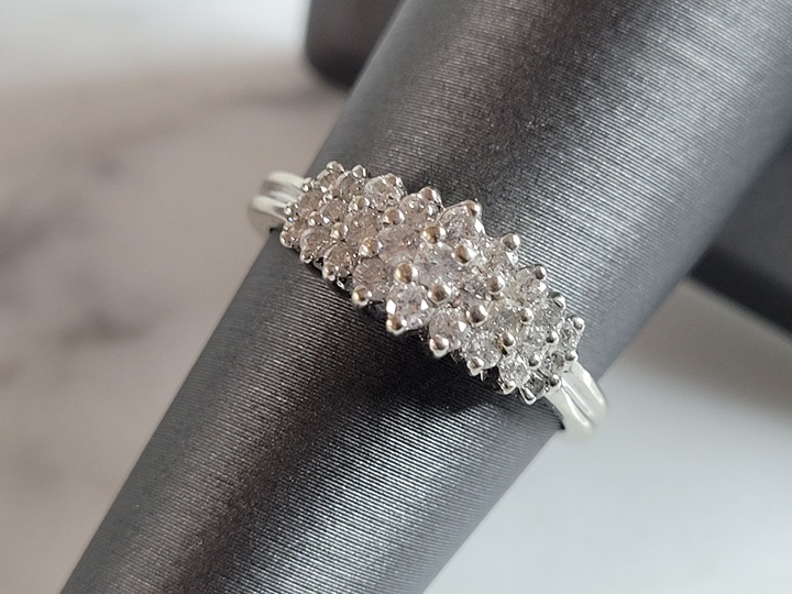 Womens Vintage Estate 14k White Gold Diamond Cluster Ring 2.8g #E6545