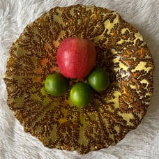 Vintage embellished platter decorative centerpiece