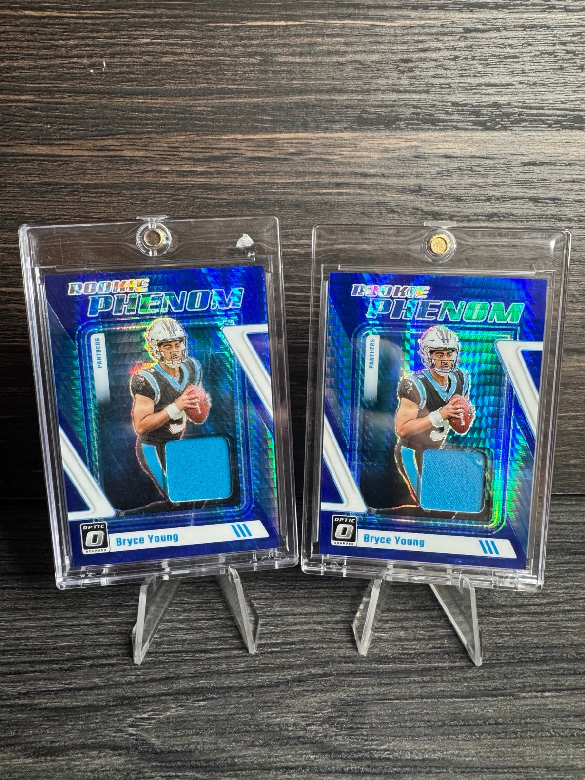 (2) 2023 Bryce Young Rookie Phenom Patch Blue Hyper Donruss Optic No. RP-BY