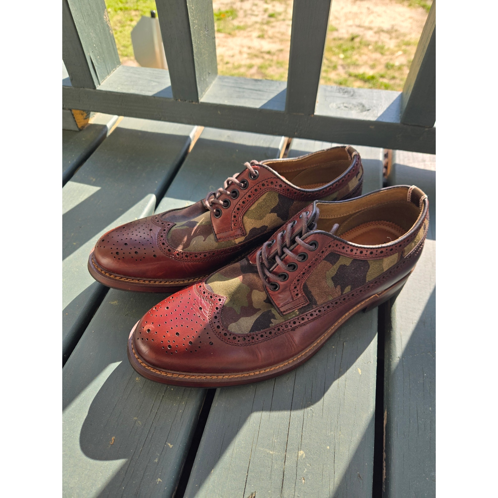 Aldo Wingtip Oxford Dress Shoes Camouflage/Brown Men’s Size 9.5