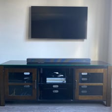 Coffee Wood with Tempred Glass Tv Stand