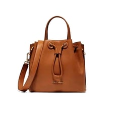 Cole Haan Grand Series Ambition Brown Leather Bucket Bag Large Drawstring