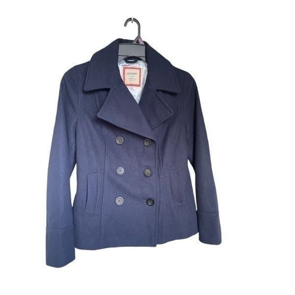 NWT Old Navy Wool Blend Double Breasted Button Down Peacoat Navy Blue M