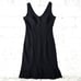 90s Vintage Black Pinstripe V Neck Bodycon Ruffle USA Made Dress Size Medium