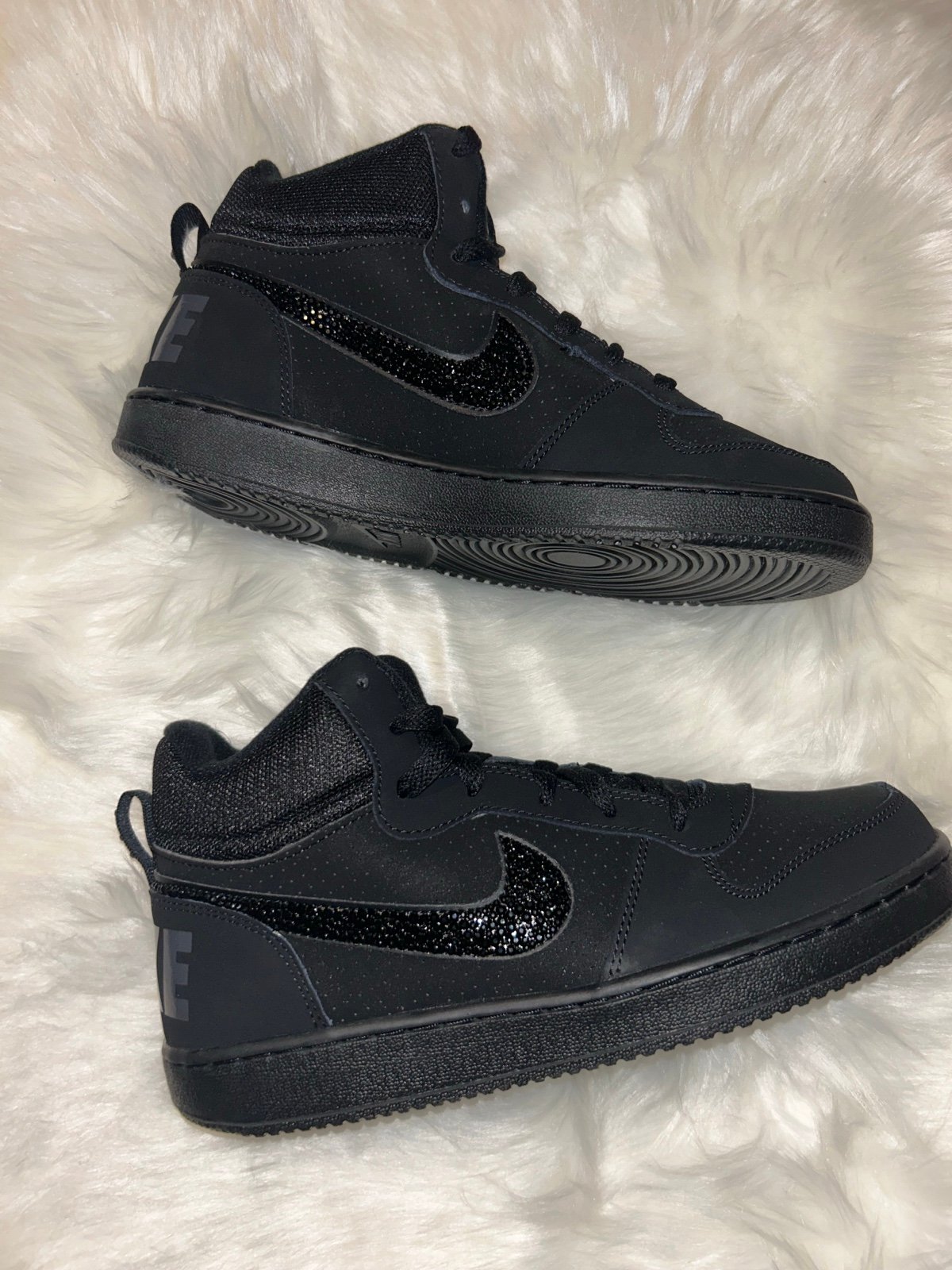Bling Black Nike Court Borough Mid (GS)