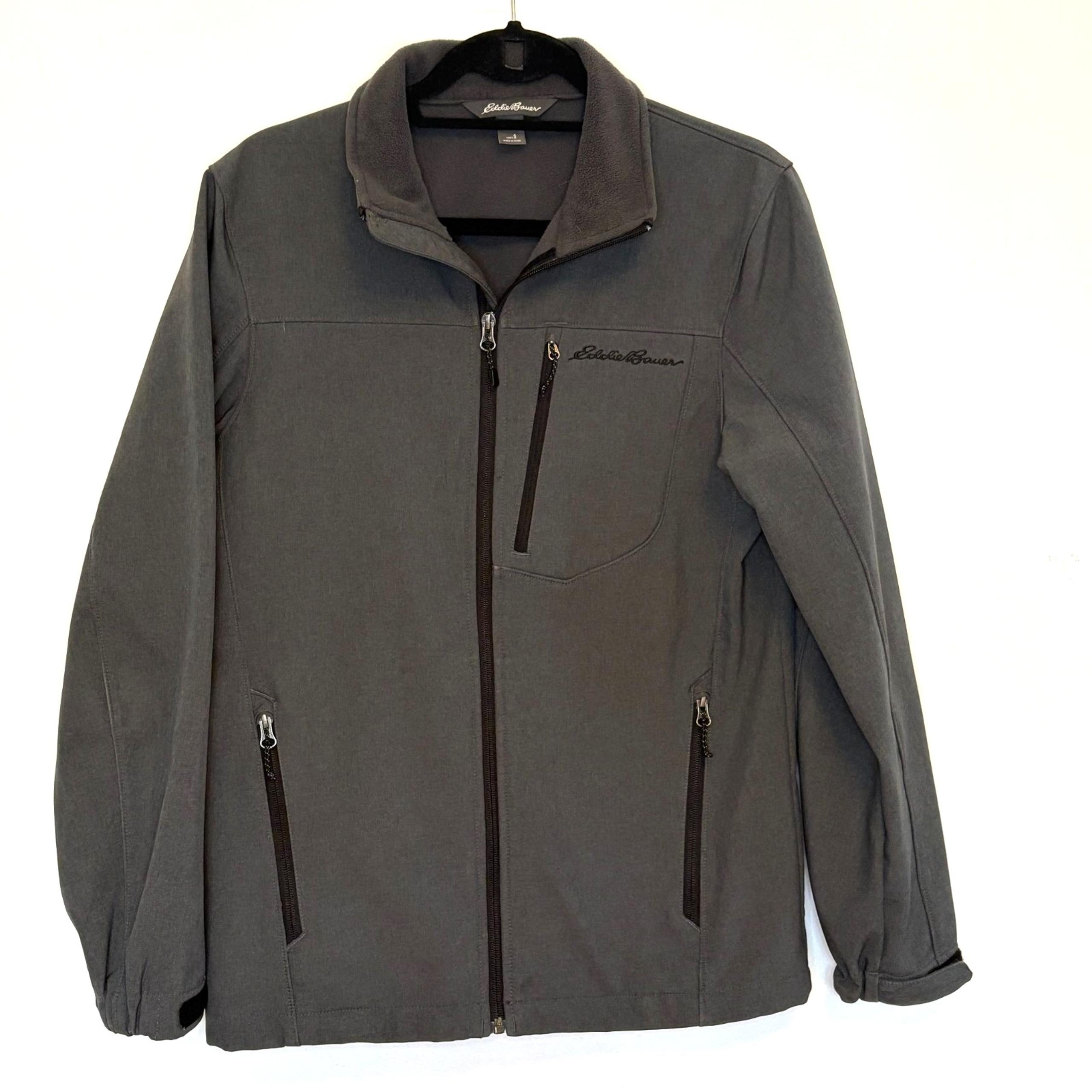 Eddie Bauer Men's Jacket, Gray, Fleece Lined/Soft Shell, Full Zip, Size: Small
