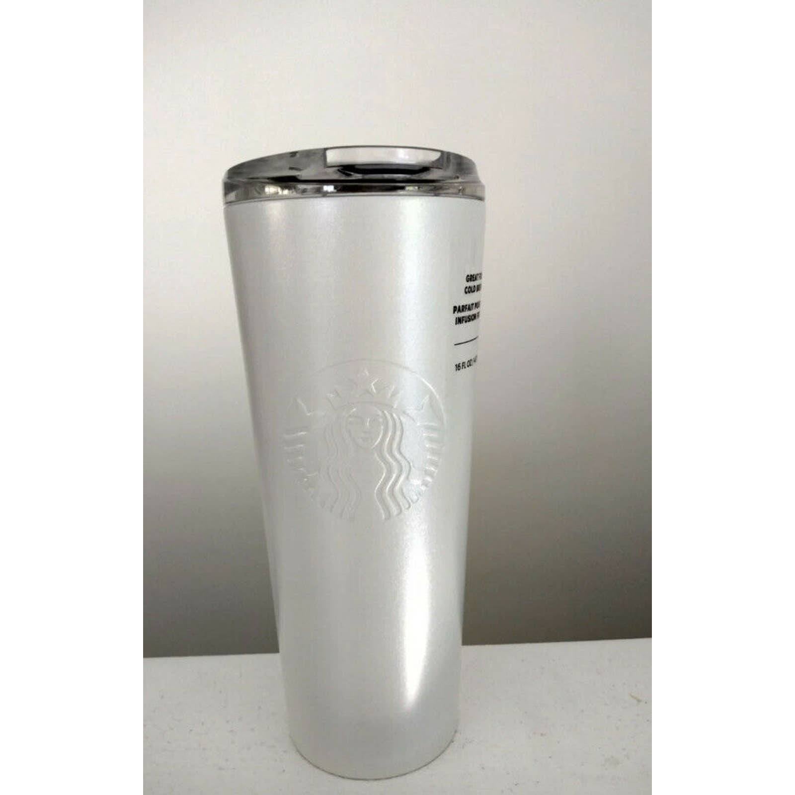 Starbucks 2021 Siren White Shimmer Pearl Glitter Holiday 16oz Cold Brew Lid Cup