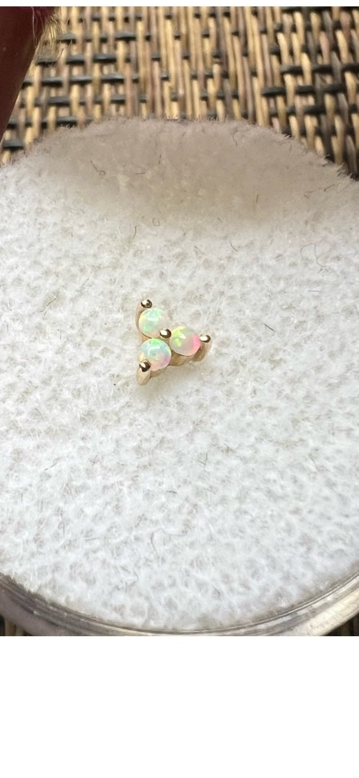 Junipurr Jewelry | Trinity with Opal | Gold Threadless Press fit Earring Post