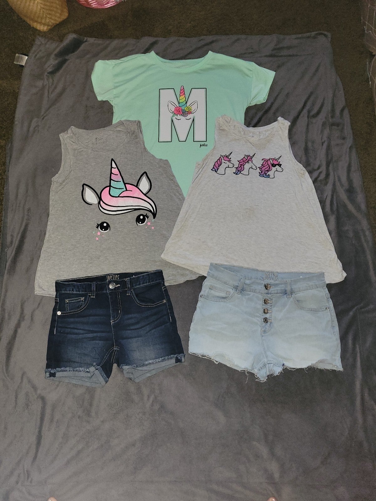 Justice Girls Lot 2 shorts 3 tops 14 16 GUC