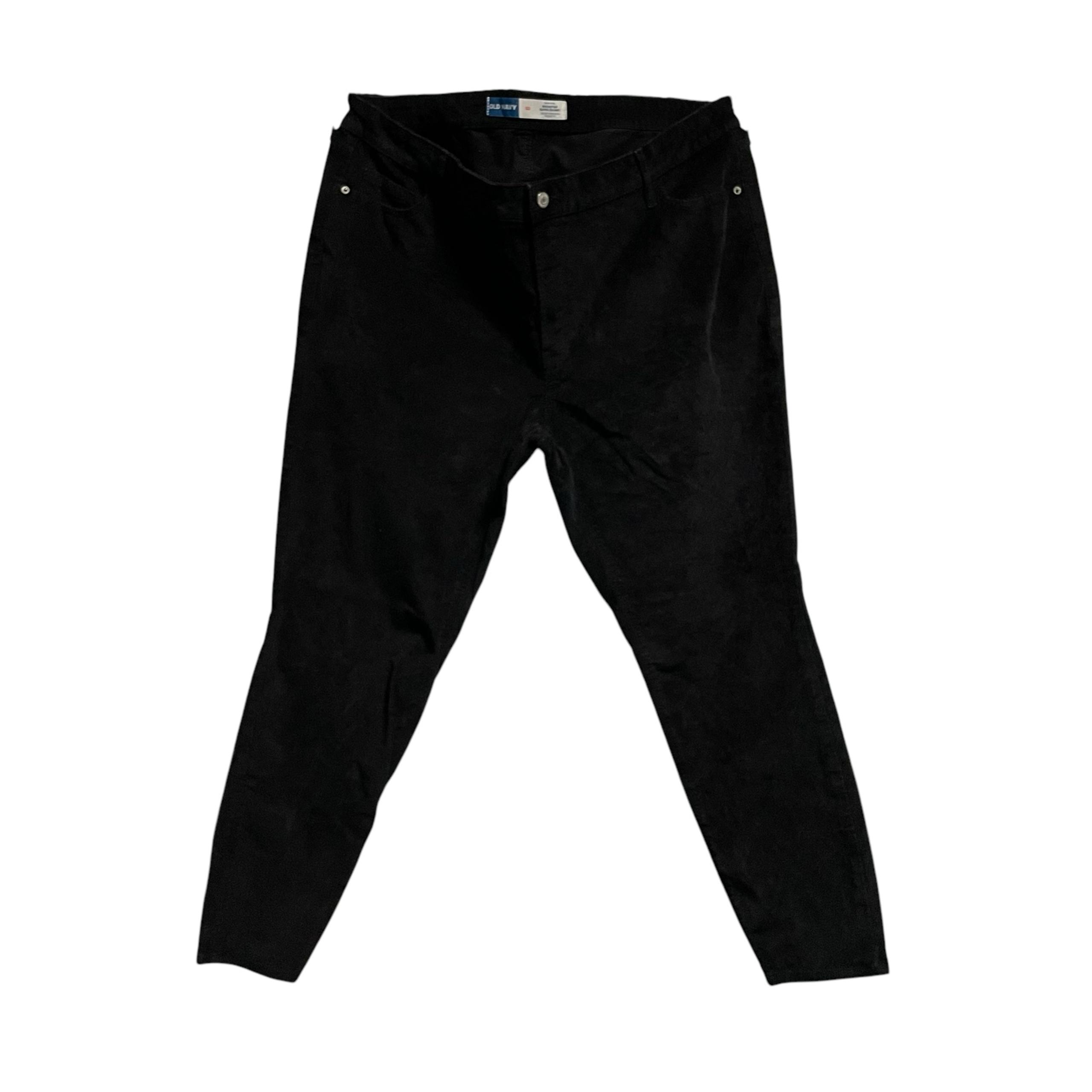 Black Corduroy High Rise Rockstar Super Skinny Pants Plus Size 22