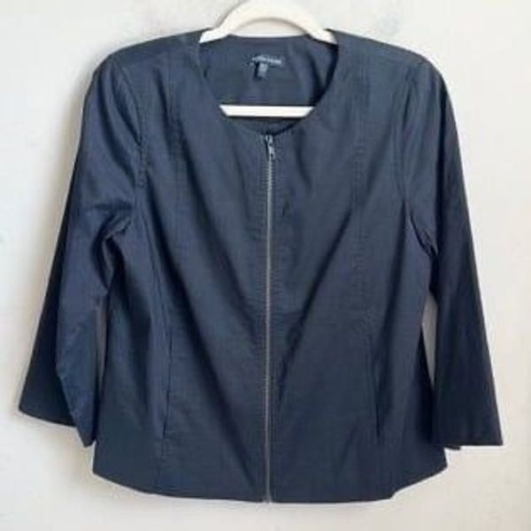 Eileen Fisher Black Zip Front Blazer S