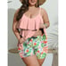 Women Plus Size Tankini Swimsuits Tummy Control Two Piece Bathing Suit Ruffled