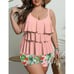 Women Plus Size Tankini Swimsuits Tummy Control Two Piece Bathing Suit Ruffled