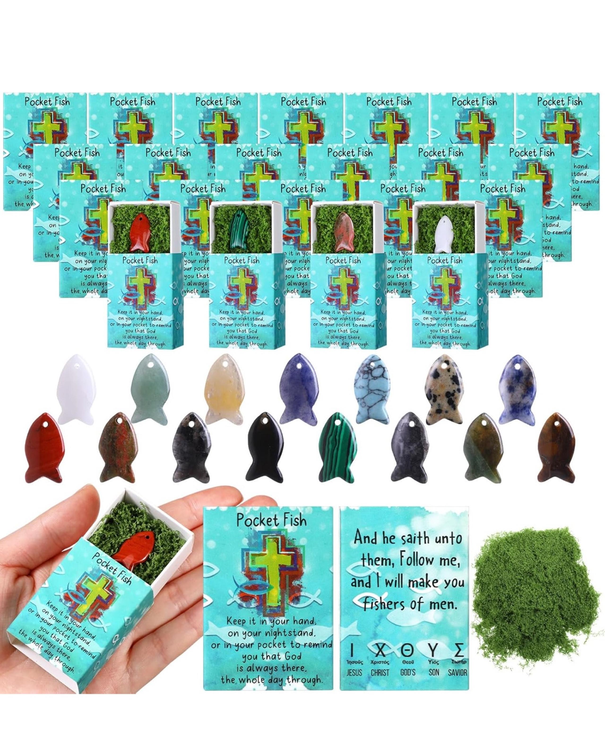20 Set - Gifts Bulk Mini Jesus Fish Pocket Hug Token