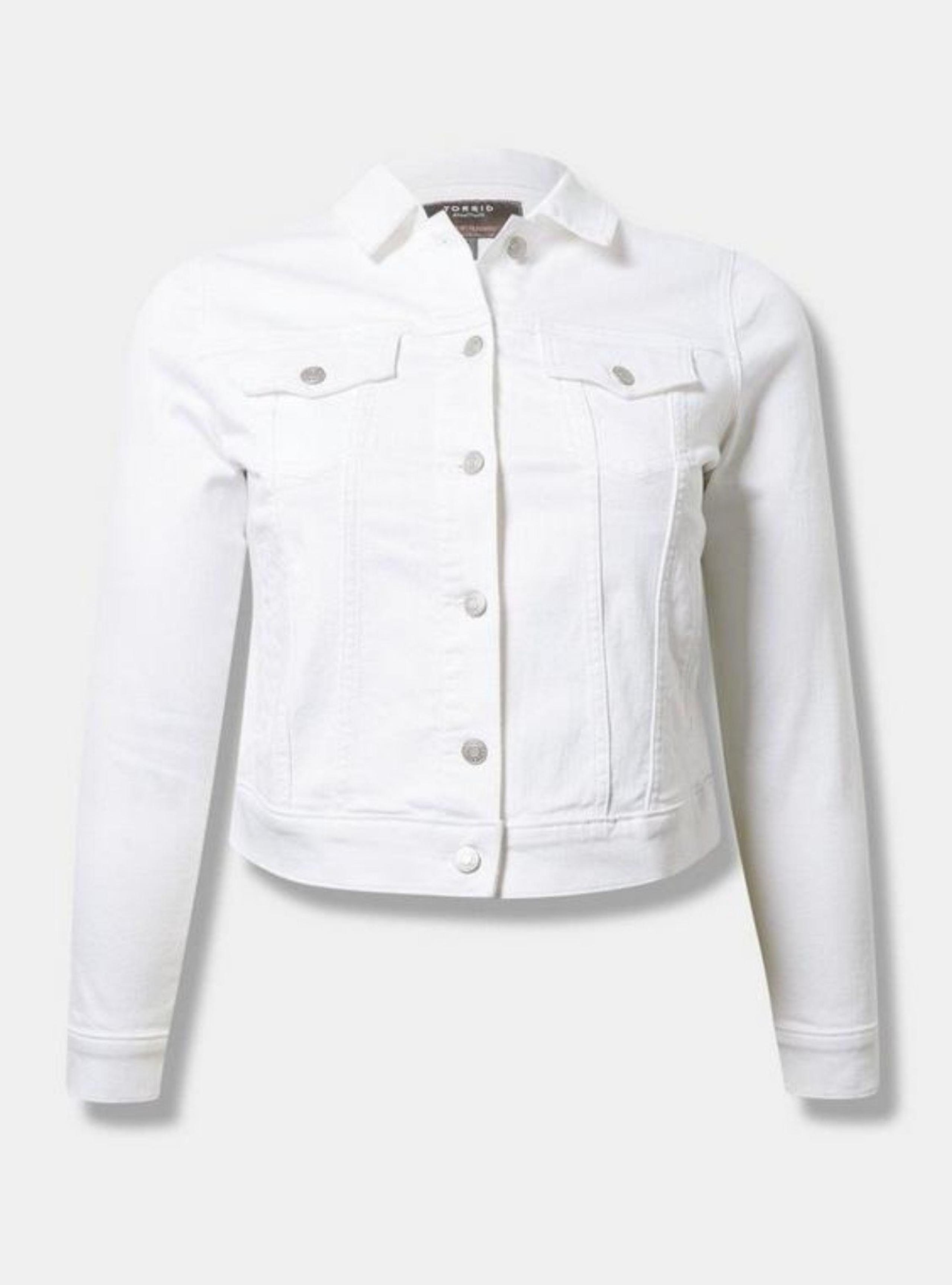New! Torrid Women’s Denim Vintage Stretch Trucker Jacket White Size 1X