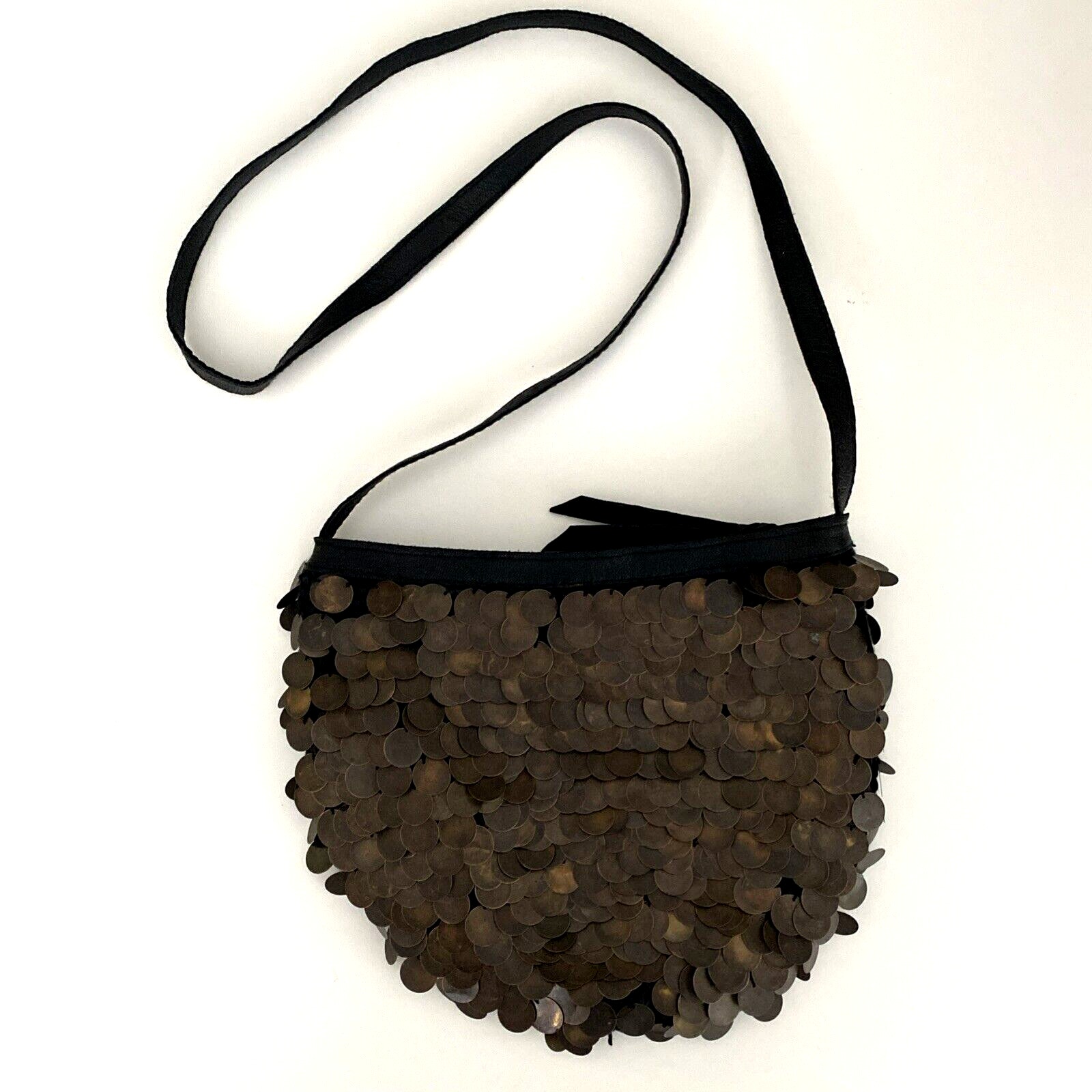NWOT Cleobella Crossbody Bag Top Zip Sequin Embellished Paillettes Coin Brass