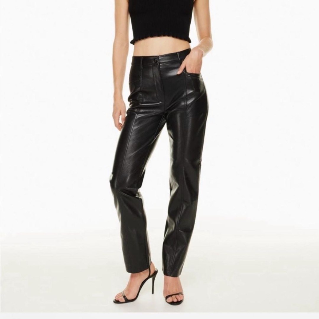 Aritzia Wilfred vegan black leather pants size 2