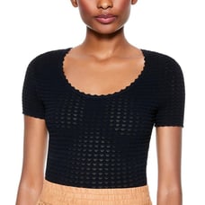 Alice + Olivia Scoop Neck Crop Sweater Black Small