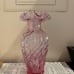 Vintage FENTON Rose Pink Spiral Ruffled Vase 11
