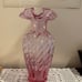 Vintage FENTON Rose Pink Spiral Ruffled Vase 11