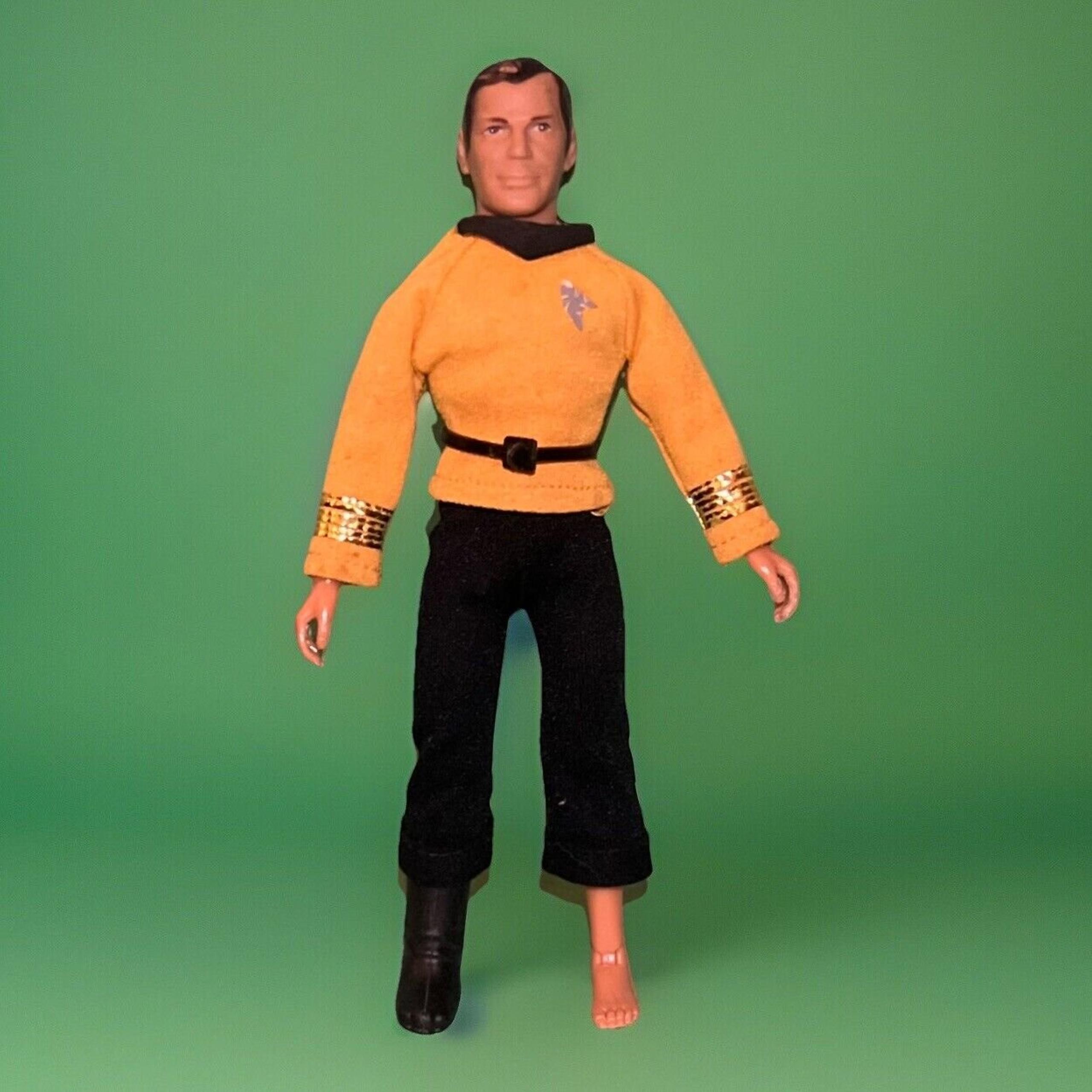 Vintagw Mego Star Trek Captain Kirk 8" Action Figure w Broken Belt, Missing Shoe