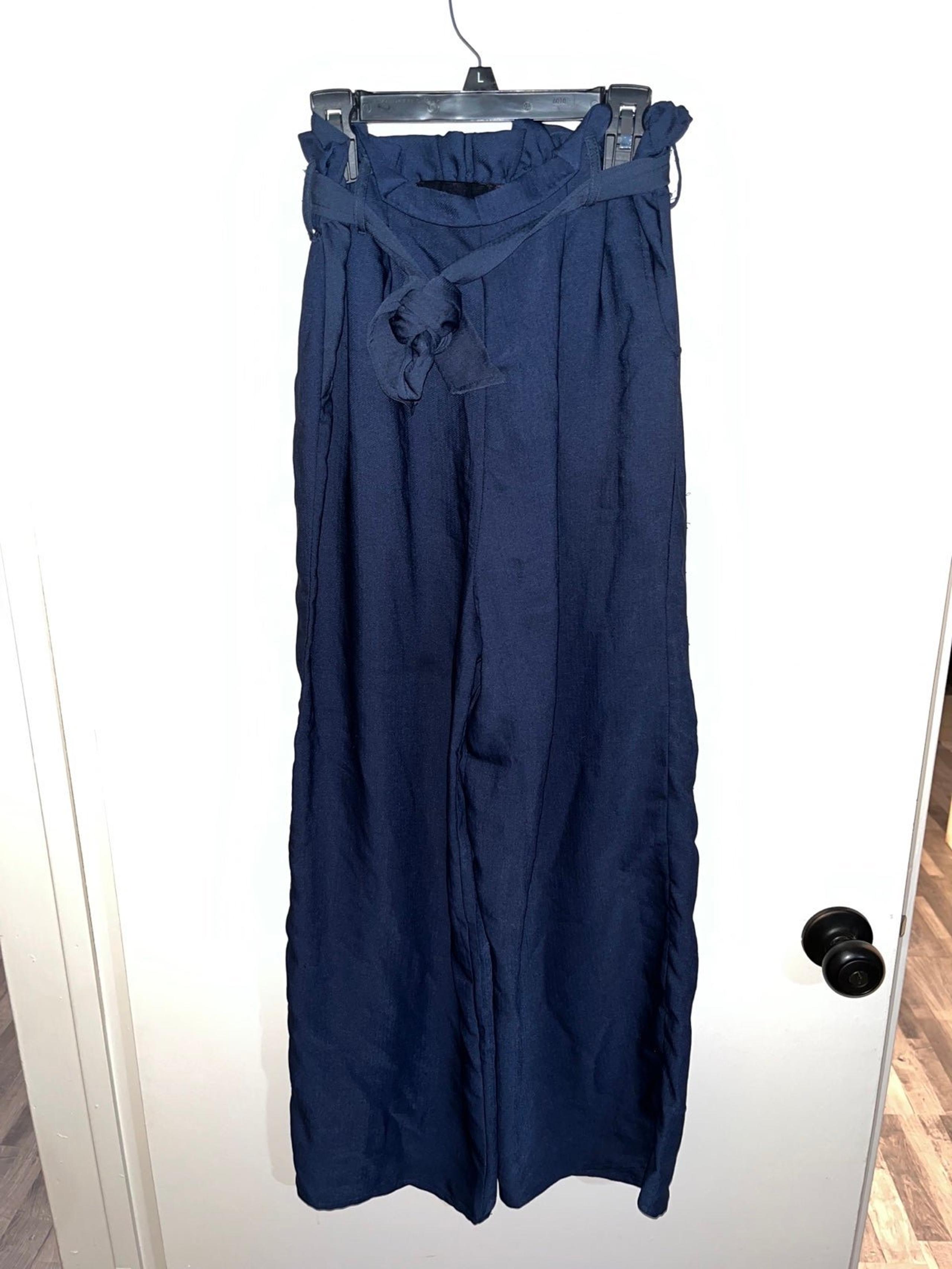 Nordstrom Wide leg blue dress pants