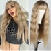 Human hair blend ombre blonde wig with bang.